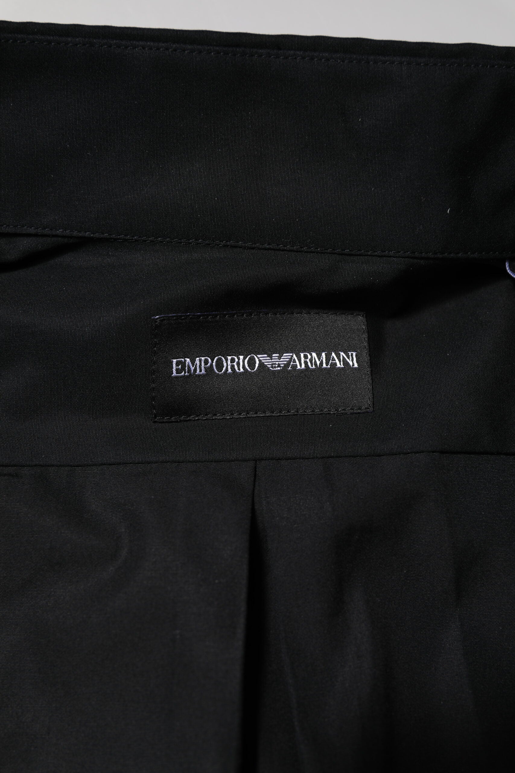 Emporio Armani Black Cotton Long Sleeve Men's Formal Dress Shirt